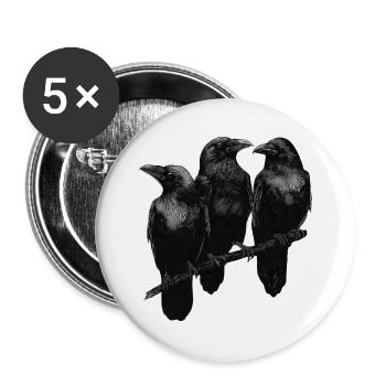 Raben - Buttons groß 56 mm (5er Pack) - Weiß - Vorne
