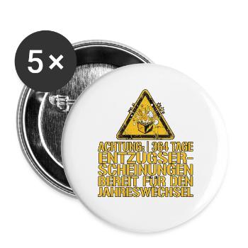 Silvester Nacht Pyro Feuerwerk - Buttons groß 56 mm (5er Pack) - Weiß - Vorne
