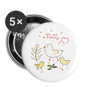 Familie - Buttons groß 56 mm (5er Pack) - Weiß - Vorne
