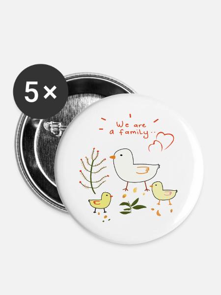 Familie - Buttons groß 56 mm (5er Pack) - Weiß