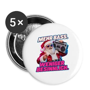 Mehr Bass Weniger Besinnlich - Buttons groß 56 mm (5er Pack) - Weiß - Vorne
