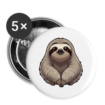 Faultier - Buttons groß 56 mm (5er Pack) - Weiß - Vorne