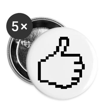 Pixel Like Hand - Buttons groß 56 mm (5er Pack) - Weiß - Vorne