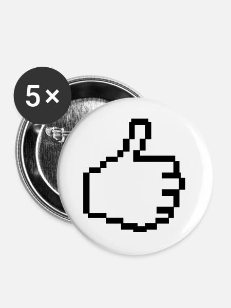 Pixel Like Hand - Buttons groß 56 mm (5er Pack) - Weiß