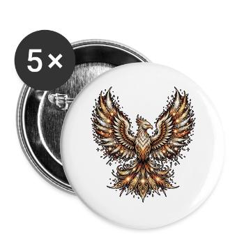 Feuerwerk Phönix - Buttons groß 56 mm (5er Pack) - Weiß - Vorne