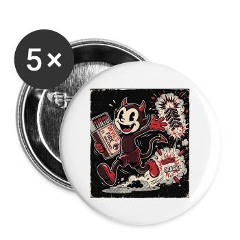 Oldschool Feuerwerk Pyrotechnik - Buttons groß 56 mm (5er Pack) - Weiß - Vorne