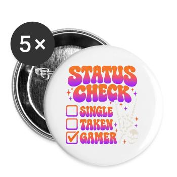 Status Check Gamer Humor für Gaming Fans - Buttons groß 56 mm (5er Pack) - Weiß - Vorne