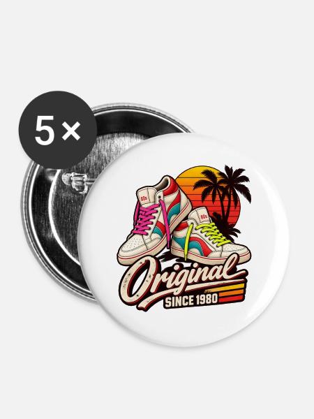Original 80er Sneaker Sunset - Buttons groß 56 mm (5er Pack) - Weiß