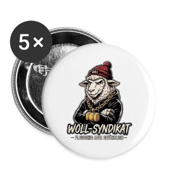 Cooler Schäfer Landwirt - Buttons groß 56 mm (5er Pack) - Weiß - Vorne