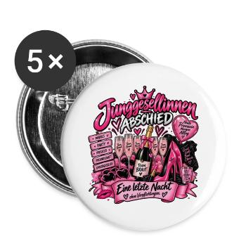 Junggesellinnen Abschied - Buttons groß 56 mm (5er Pack) - Weiß - Vorne