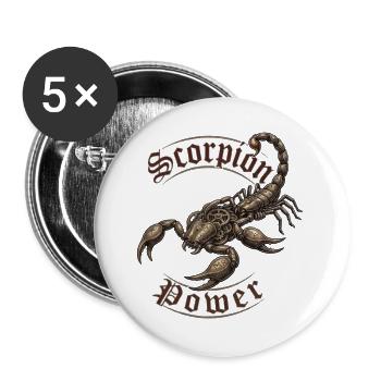 Sternzeichen Skorpion Kraft - Buttons groß 56 mm (5er Pack) - Weiß - Vorne