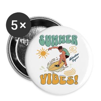 Summer Vibes Surfer - Buttons groß 56 mm (5er Pack) - Weiß - Vorne