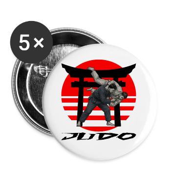 Judo - Buttons groß 56 mm (5er Pack) - Weiß - Vorne