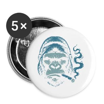 Gorilla mit Zigarrenporträt - Buttons groß 56 mm (5er Pack) - Weiß - Vorne