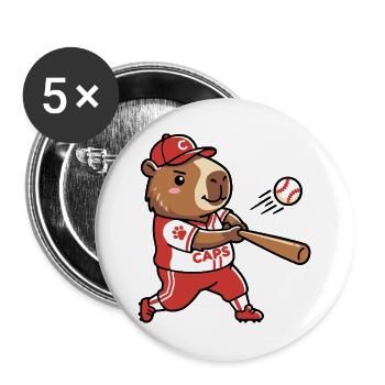 Niedliche Capybara-Baseballspieler-Sportästhetik - Buttons groß 56 mm (5er Pack) - Weiß - Vorne