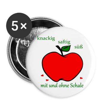 Apfel - Buttons groß 56 mm (5er Pack) - Weiß - Vorne
