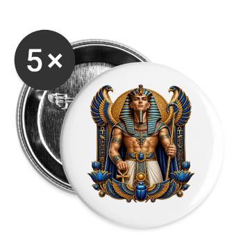 Pharao der Ewigkeit – Gold & Lapis - Buttons groß 56 mm (5er Pack) - Weiß - Vorne
