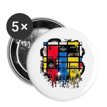 Mondrian Gitter mit Drips und Splattern - Buttons groß 56 mm (5er Pack) - Weiß - Vorne