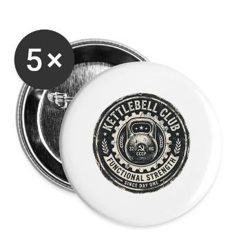 Kettlebell Kraftsport - Buttons groß 56 mm (5er Pack) - Weiß - Vorne