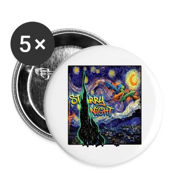 Van Goghs Sternennacht Wildstyle Burner - Buttons groß 56 mm (5er Pack) - Weiß - Vorne