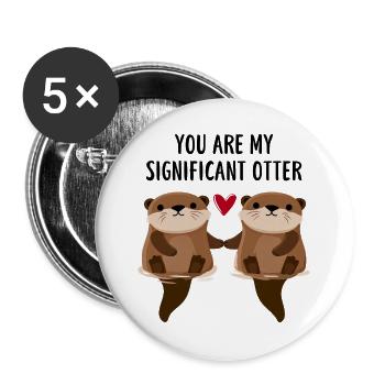Otterliebe im Doppelpack - Buttons groß 56 mm (5er Pack) - Weiß - Vorne