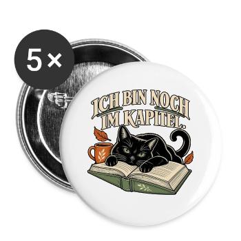 Ich bin noch im Kapitel Katze - Buttons groß 56 mm (5er Pack) - Weiß - Vorne