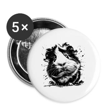 Meerschweinchen-Porträt - Buttons groß 56 mm (5er Pack) - Weiß - Vorne