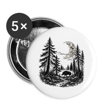 Mystischer Wald - Buttons groß 56 mm (5er Pack) - Weiß - Vorne