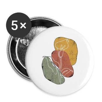 Continuous Line Calla Lilie - Buttons groß 56 mm (5er Pack) - Weiß - Vorne