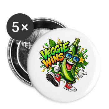 Coole Zucchini - Buttons groß 56 mm (5er Pack) - Weiß - Vorne