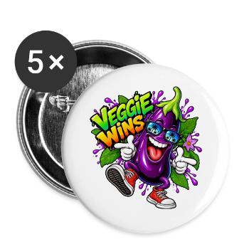 Veggie gewinnt - Buttons groß 56 mm (5er Pack) - Weiß - Vorne
