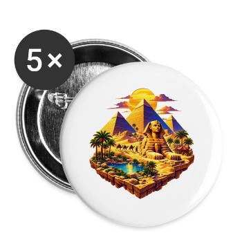 Gizeh Oase – Sphinx & Pyramiden - Buttons groß 56 mm (5er Pack) - Weiß - Vorne
