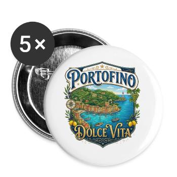 Portofino Dolce Vita Schilddesign - Buttons groß 56 mm (5er Pack) - Weiß - Vorne