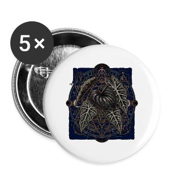 Alchemistische Alocasia Anthurie - Buttons groß 56 mm (5er Pack) - Weiß - Vorne