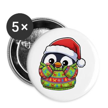 Weihnachten Pinguin Pullover Süßer Cartoon - Buttons groß 56 mm (5er Pack) - Weiß - Vorne