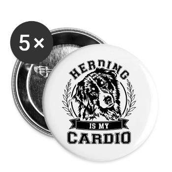 Australian Shepherd Herding is my Cardio Wilsigns - Buttons groß 56 mm (5er Pack) - Weiß - Vorne