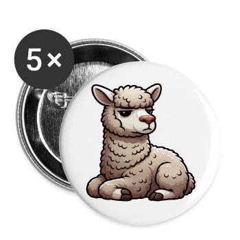 Alpaka lama Alpakabesitzer Alpakaliebhaber Lamas - Buttons groß 56 mm (5er Pack) - Weiß - Vorne