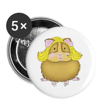 Meerschweinchen Blond Glamour - Buttons groß 56 mm (5er Pack) - Weiß - Vorne