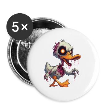 Zombie Ente - Buttons groß 56 mm (5er Pack) - Weiß - Vorne