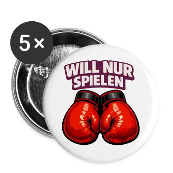 Boxer mit ironischem Statement - Buttons groß 56 mm (5er Pack) - Weiß - Vorne