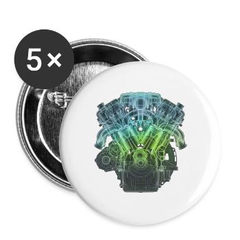Röntgen Motor Maschine - Buttons groß 56 mm (5er Pack) - Weiß - Vorne