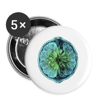 Limette Röntgen Design - Buttons groß 56 mm (5er Pack) - Weiß - Vorne