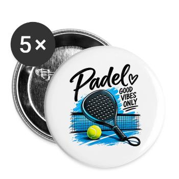 Padel Sport -Good Vibe Only - Buttons groß 56 mm (5er Pack) - Weiß - Vorne