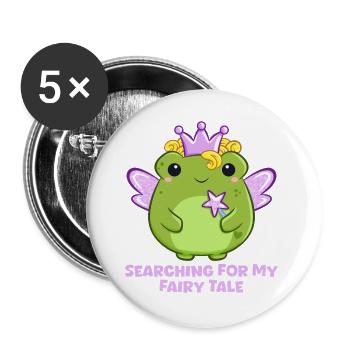 Gute Fee als Frosch mit Zauberstab und Spruch - Buttons groß 56 mm (5er Pack) - Weiß - Vorne