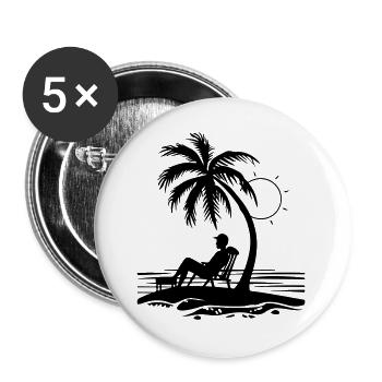 Palmen Urlaub - Buttons groß 56 mm (5er Pack) - Weiß - Vorne