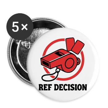 Schiedsrichter Pfeife Logo - Buttons groß 56 mm (5er Pack) - Weiß - Vorne