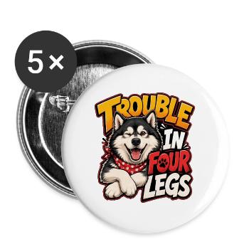 Alaskan Malamute - Buttons groß 56 mm (5er Pack) - Weiß - Vorne