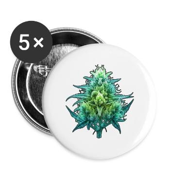 Röntgen Cannabis Blüte - Buttons groß 56 mm (5er Pack) - Weiß - Vorne