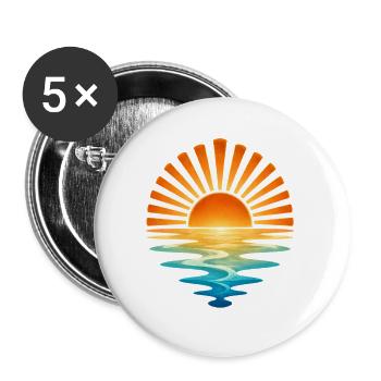 Sonnenaufgang am Wasser - Buttons groß 56 mm (5er Pack) - Weiß - Vorne