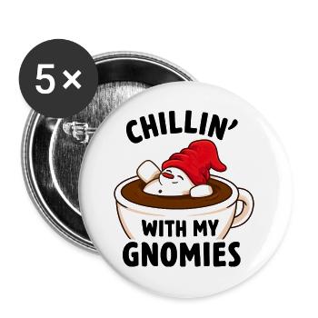 Chillin mit GNOMIES Becher - Buttons groß 56 mm (5er Pack) - Weiß - Vorne